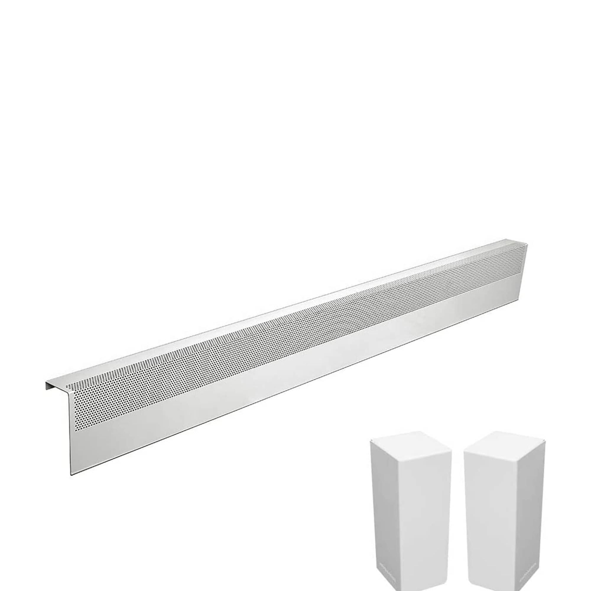 Baseboarders Basic Series 5 ft (60 in) Galvanized Steel Slip-On Baseboard Heater Cover + Left & Right Endcaps, Rust Resistant, White, for Hydronic Hot-Water Systems