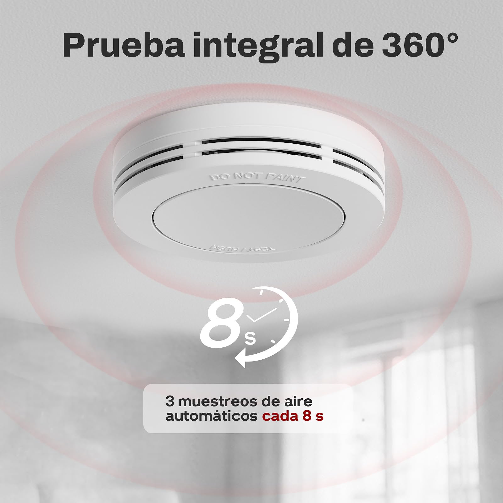 Safeliveo Detector de Humo- Alarma de Incendio para el hogar - Batería de 10 años - Sin LED Intermitente - Función de Prueba y Silencio - con Almohadillas Adhesivas - Conforme a EN 14604-3 Piezas