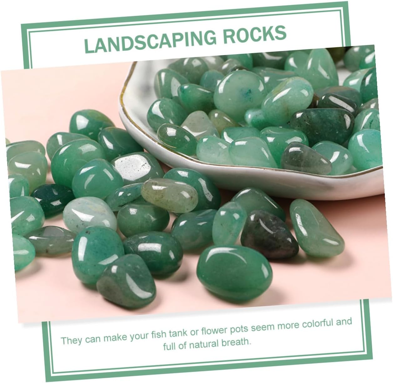 TOYANDONA Natural Green Jadeite Aquarium Gravel 7-9mm Decorative Terrarium Rocks Fish Tank Stones 2lb for Aquatic Pets Landscaping and Aquarium Decor