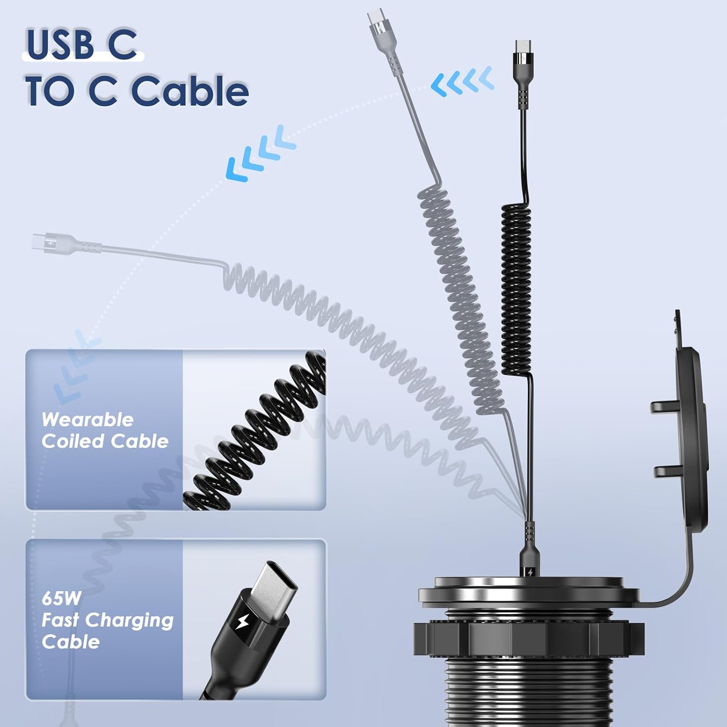 12V USB C Outlet 78W 4 Ports Aluminum Car Charger Socket, Dual PD 30W and Dual QC 18W Car USB Port 12V Charger with Voltmeter and C to C Cable, Suitable for Boat Marine Bus Truck Golf RV Motorcycle