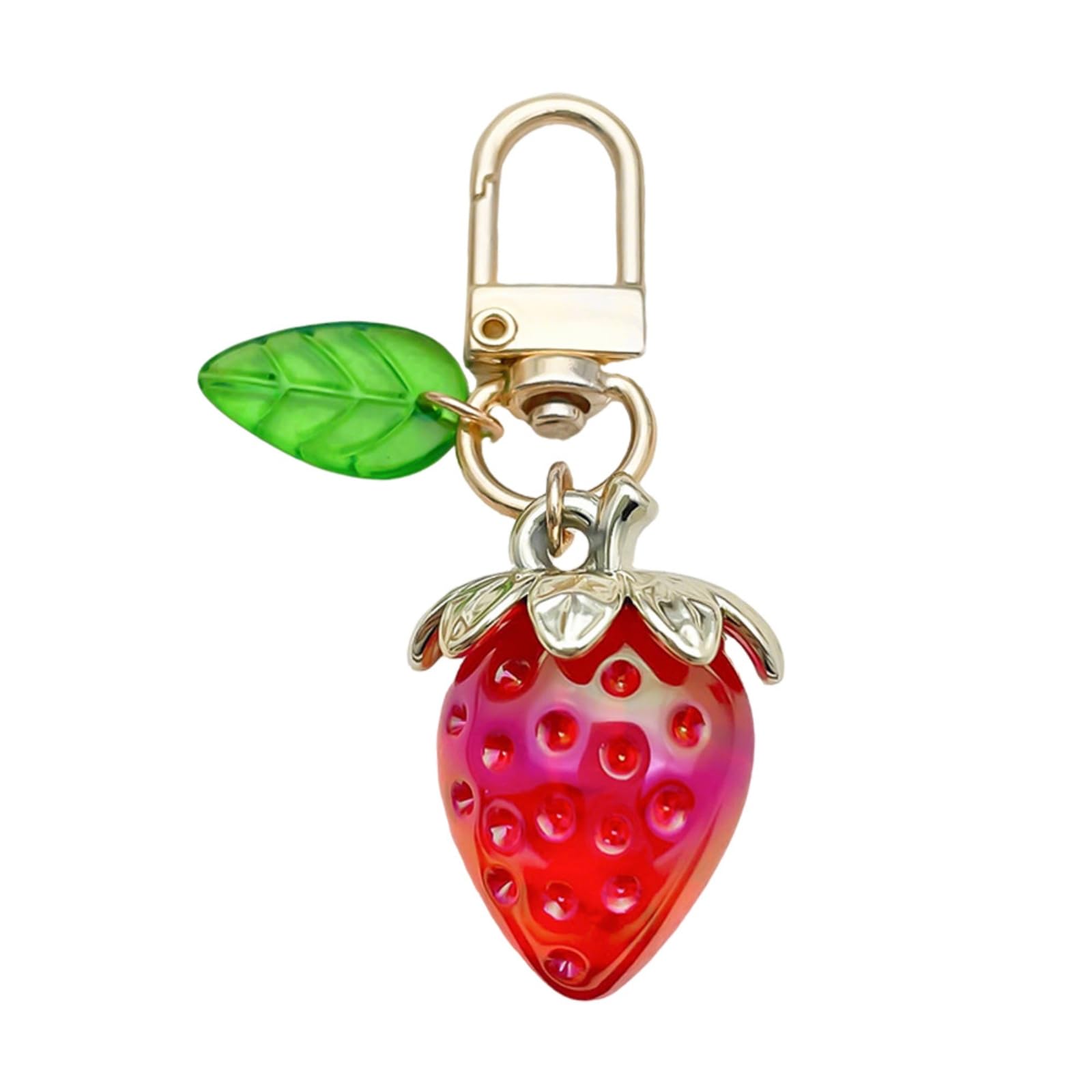 Strawberry Keychain - Cute Kawaii Bag Charm with Pearl Bow & Flower Charm for Women Girls Purse, Car Keys, Handbags | Valentine’s Birthday Gift