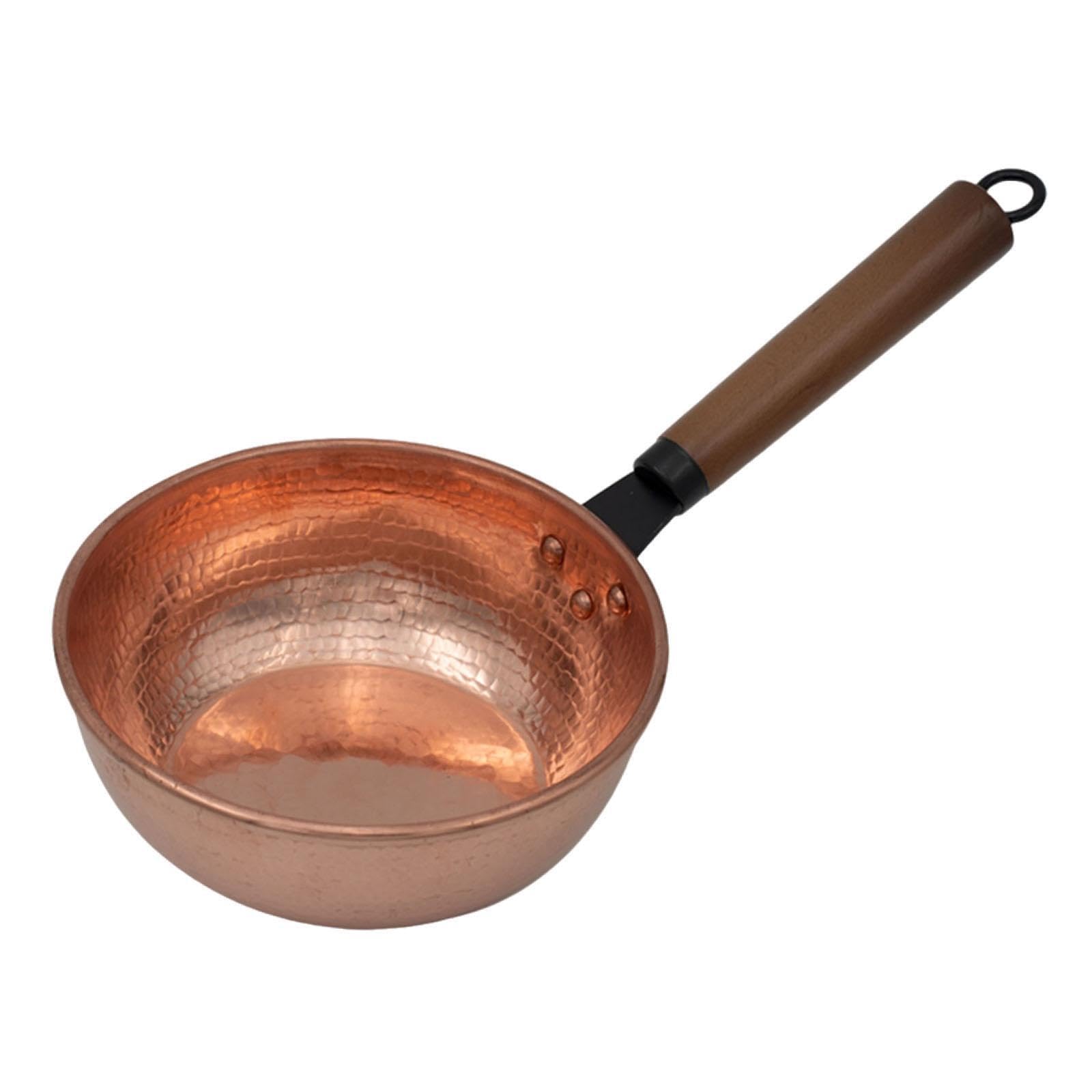 Kupfertopf, Milchtopf, Bratpfanne, Kupferspule – vielseitiges Küchenutensil zum Braten von Rührei oder Anbraten von Gemüse, Kleiner, Flacher Boden