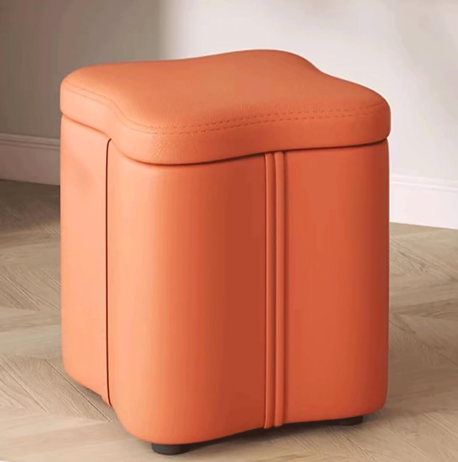 Tabouret repose-pieds et poufs avec rangement coffre ottoman cubique orange