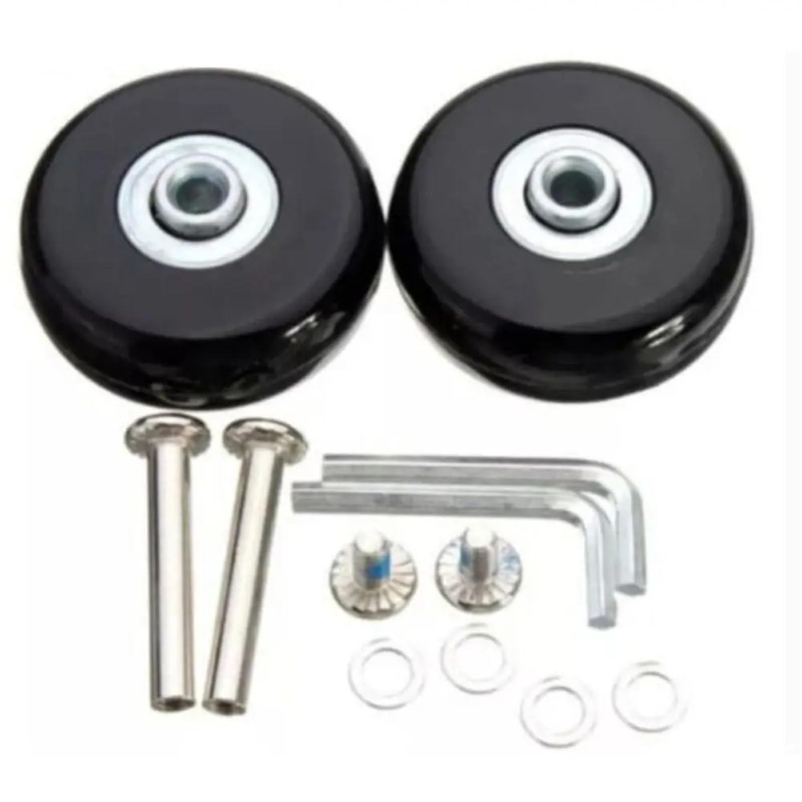 Ruote girevoli di ricambio per bagagli da viaggio, 2 paia, assi da 40 mm/45 mm/50 mm/60 mm, parti per valigie per una mobilità fluida, facile installazione, ideale per viaggiatori.