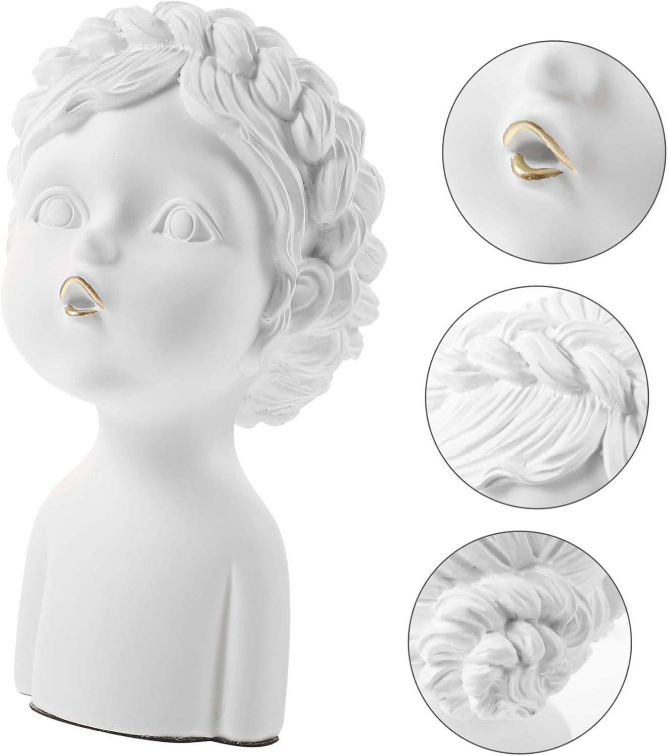 Miniature Resin Girl Statue for Desktop Decoration Cute Bust Girl Ornament for and Festivals