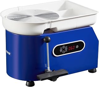 VEVOR Töpferscheibe 450 W, Tonmaschine 280 mm Drehteller, Drehzahlregelung 60–300 U/min, Hand- & Fußsteuerung, Abnehmbares ABS-Becken, Keramik Clay Maschine für Erwachsene & Anfänger, Blau
