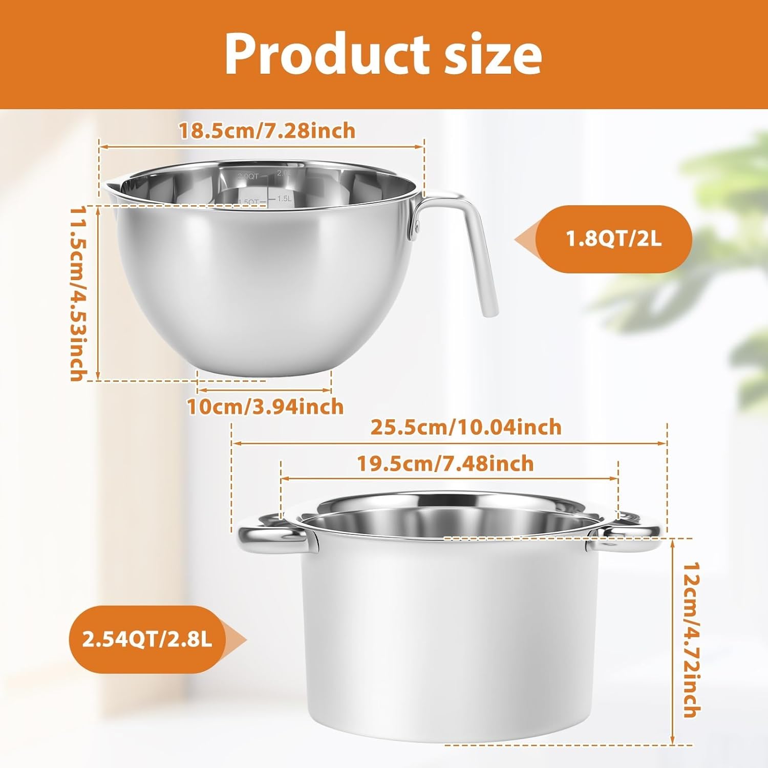 Stainless Steel Double Boiler Pot Melting Bowl Double Boiler Pot Set Stainless Steel Chocolate Melting Temperature Resistant for Candy