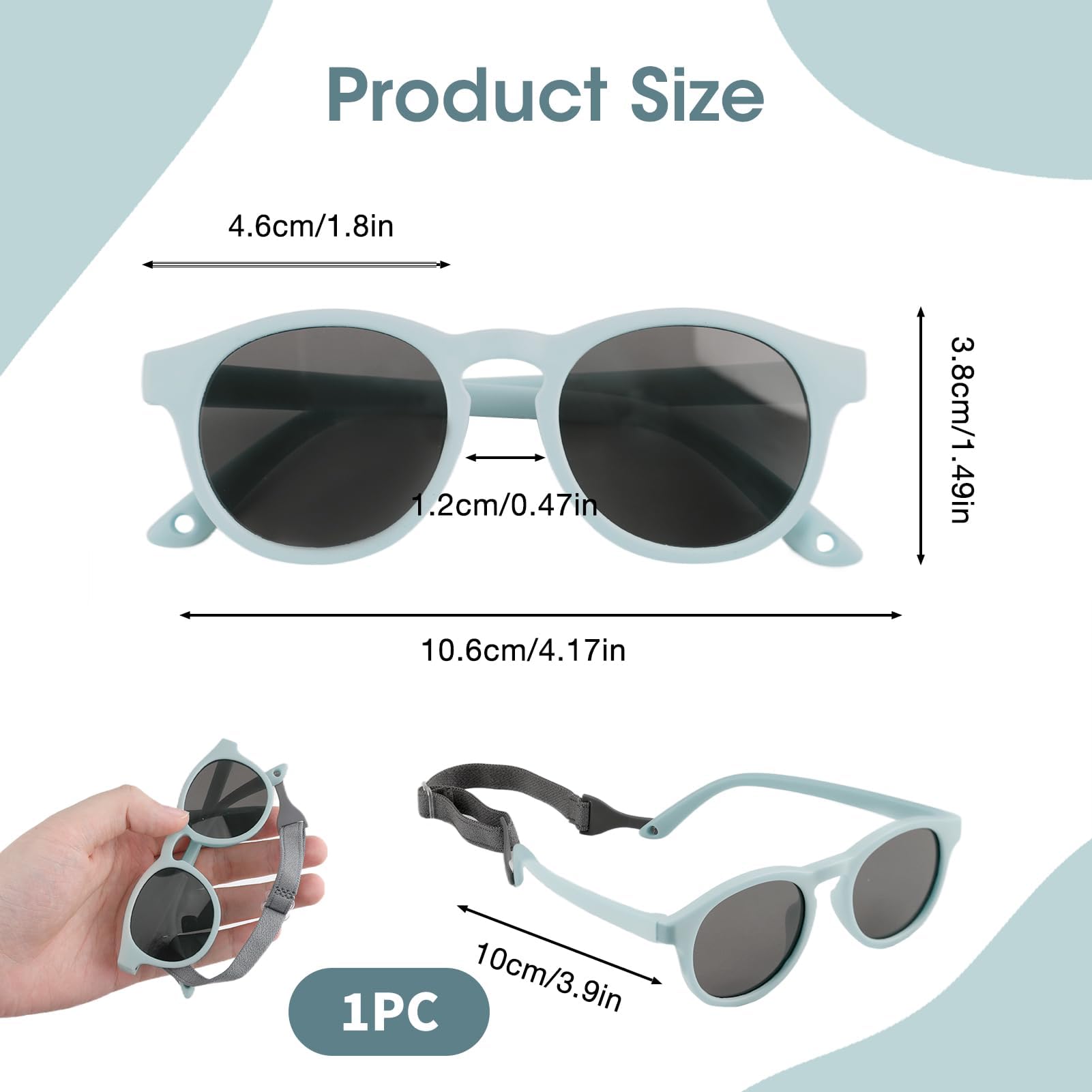 Gafas de Sol Polarizadas para Bebé UV400 Correa Ajustable Flexible 0-36 Meses