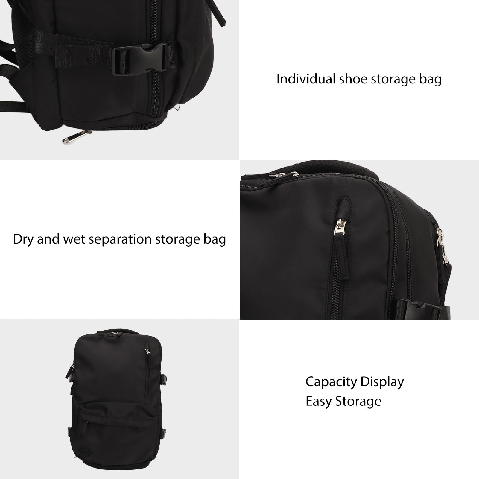 KANASI Zaino da viaggio, leggero, capiente e con scomparti multipli per riporre bagagli e dispositivi elettronici, ideale per le donne. (Nera)