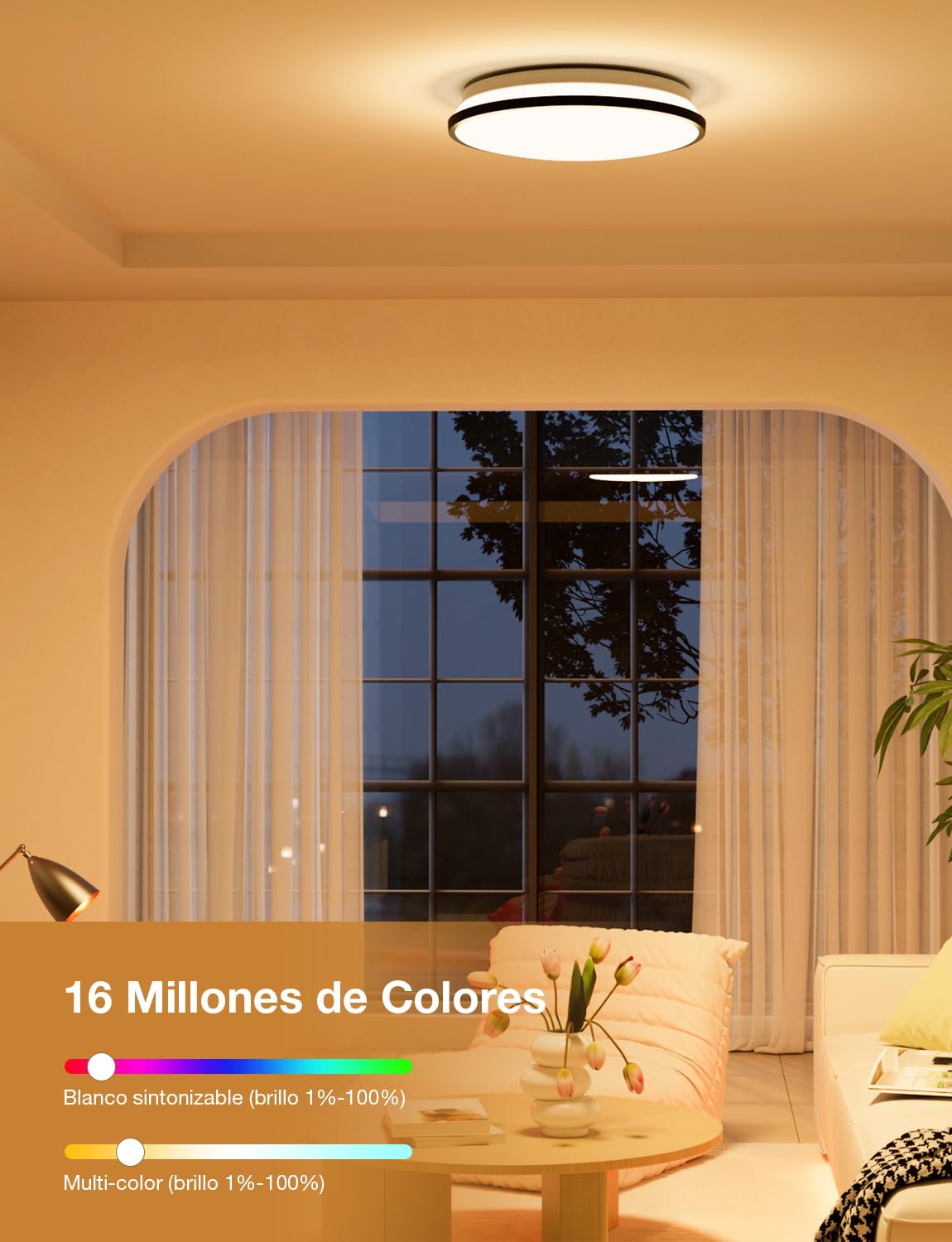 Lepro T1 AI Plafon LED Techo Inteligente,Iluminación Generada por AI Multicolor Regulable 24W Lámpara de Techo IP44, Control de Voz por APP Funciona con Alexa,Google Assistant para Sala,Cocina,Baño