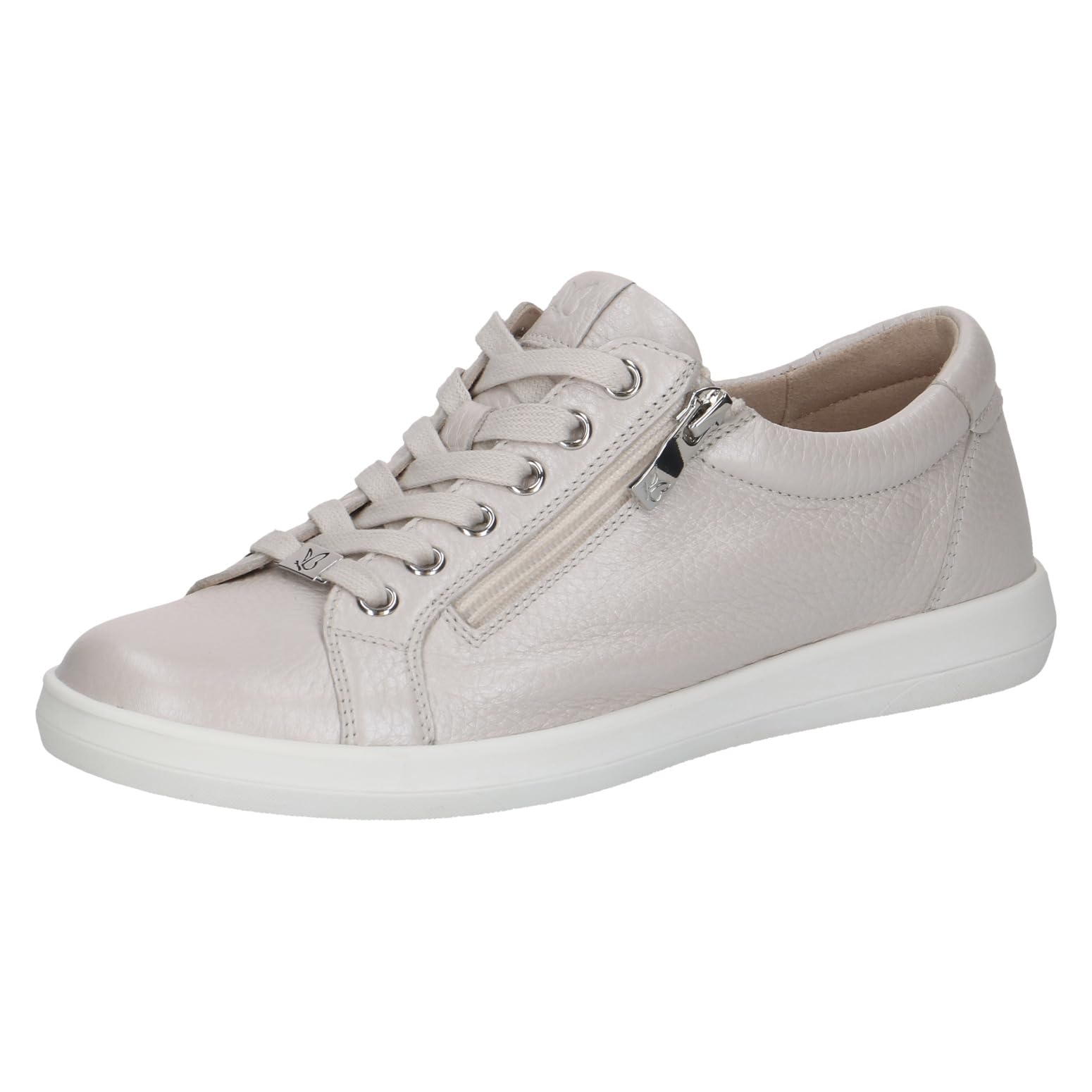 CAPRICE Women's Leather Sneakers, White (Pearl PERL DEE), 6.5 UK