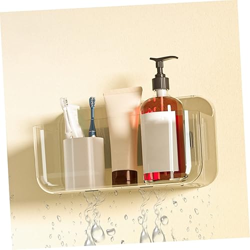 Miniatura 5 de Cabilock Estante de pared organizador de mesita de noche, estante de ducha autoadhesivo, soporte transparente, bandeja transparente, soporte