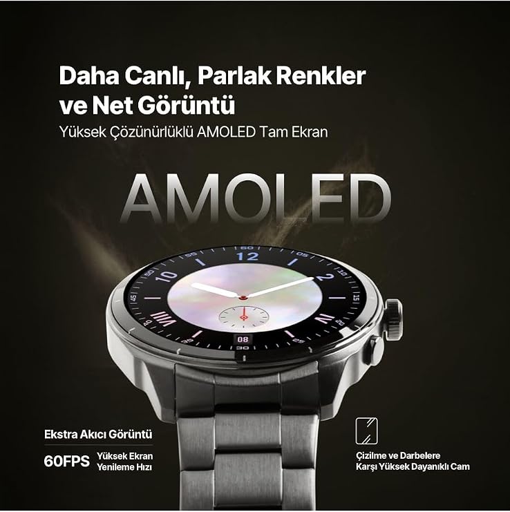 Ttec Tempus Pro S 45mm AMOLED Ekranlı Yuvarlak Metal Kasa 2SW08 (Siyah)