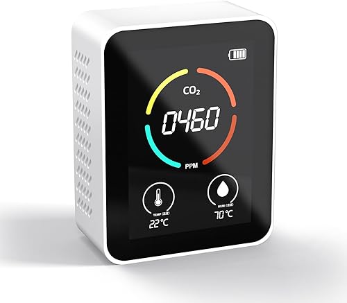Detector de CO2, 3 en 1, monitor de calidad del aire TVOC blanco capaz de monitorear en tiempo real de CO2, temperatura y humedad en el aire,