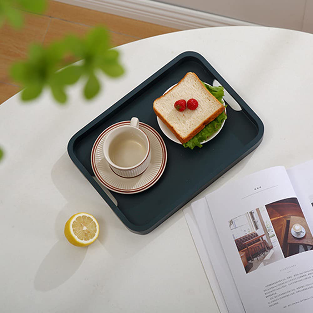 CANDeal Plateau de service en bois, plateaux de service/plateaux/plateaux petit-déjeuner en bambou avec poignée (33x24x3cm, vert)