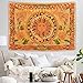 Yugarlibi Sonne Wandteppich Mandala Wandteppich Boho Vintage Blumen Wandbehang Orange Konstellation Wandbehang für Schlafzimmer Wohnzimmer Eingangshalle Hotel 150x130cm