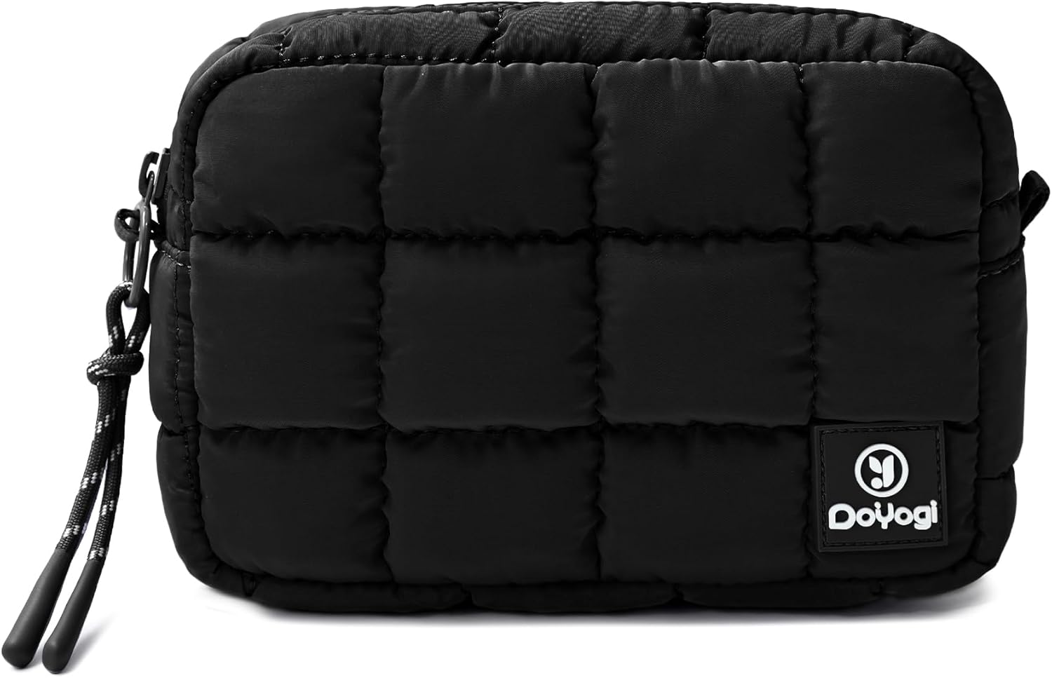Quilted Cosmetic Bag, Puffer Makeup Bags, Crossbody Purses for women,Cute Travel Toiletry Bag for Women (Black)