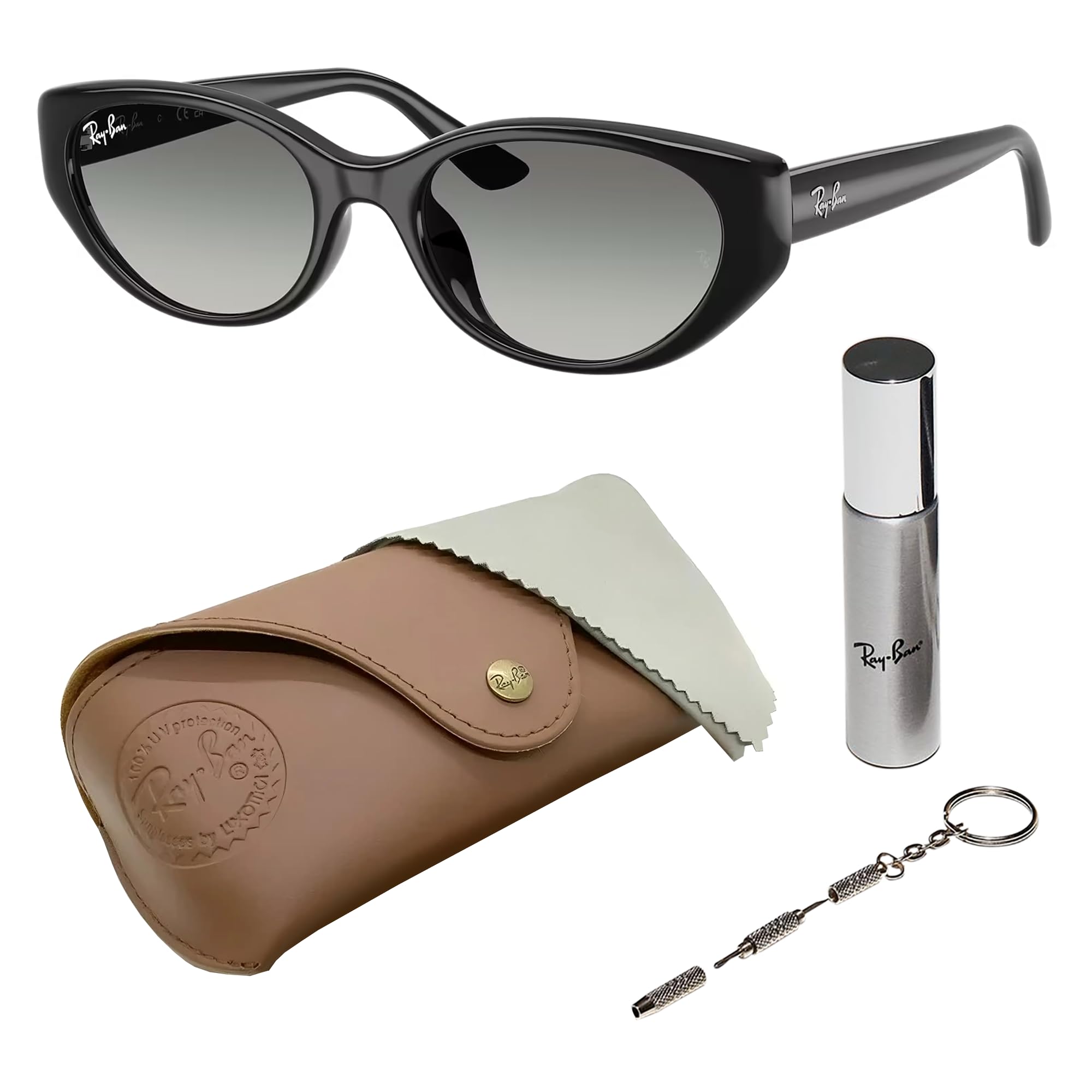 Photo 1 of Ray-Ban RB4457D Square-Round Shape Non-Polarized Sunglasses for Men & Women – Includes Official Rayban Eyewear Kit – Ideal Formal & Casual Wear Sunglasess – Grey Gradient Lens