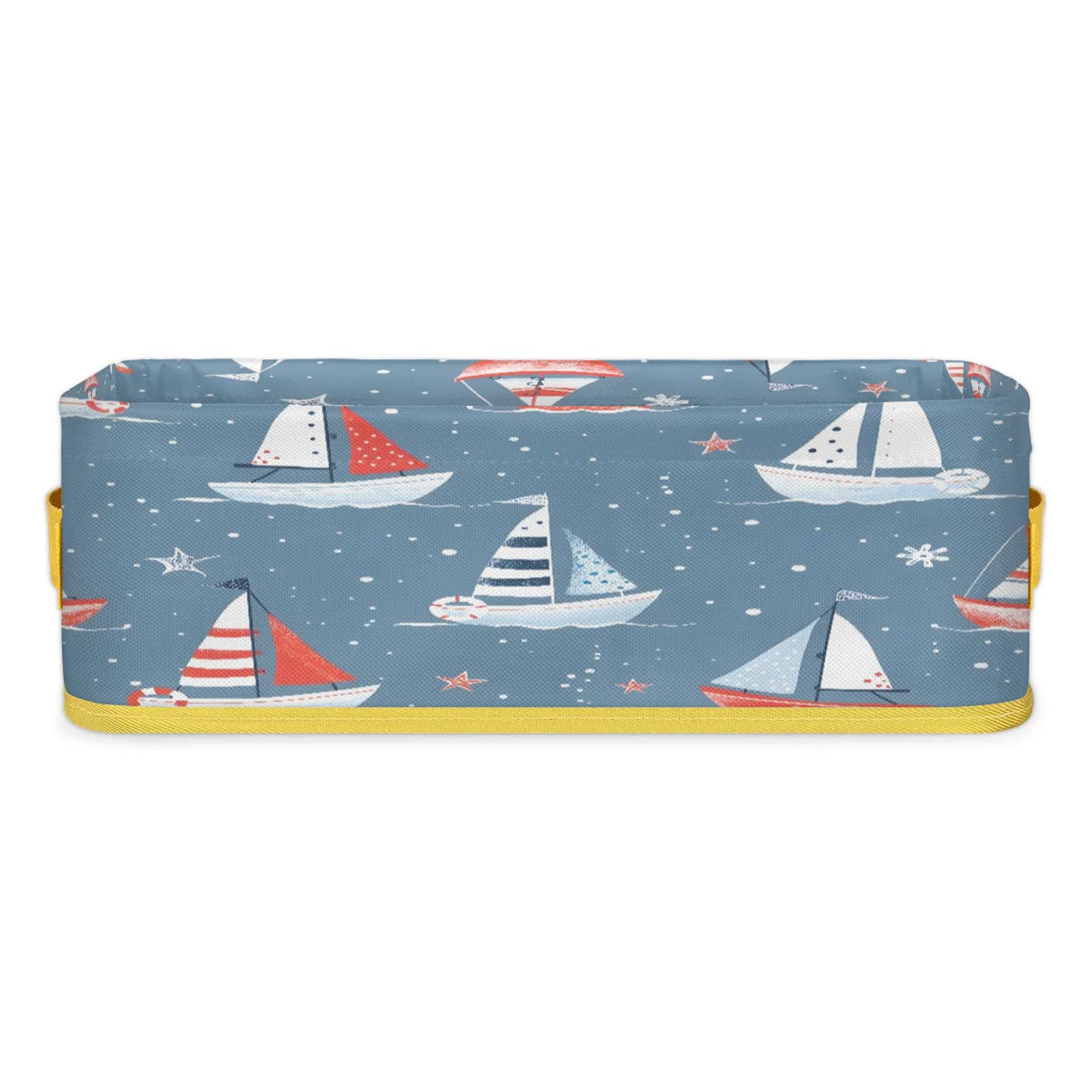 Boats Pattern Bathroom Storage Basket Waterproof Foldable Storage Bins with Handles Decorative Toilet Paper Storage Basket for Organizing for House Bathroom Toiletries Set of 2