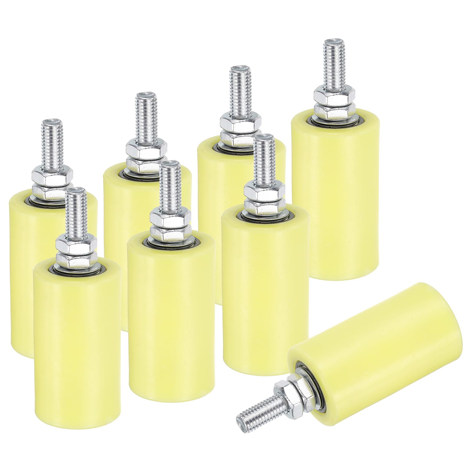 QUARKZMAN 8pcs Galet Guide pour Portail Coulissant 40x70mm, M10 Roulette Nylon Guide au Sol pour Porte Grange Coulissante, Roue Universel avec Roulement à Billes Scellé pour Portail, Jaune