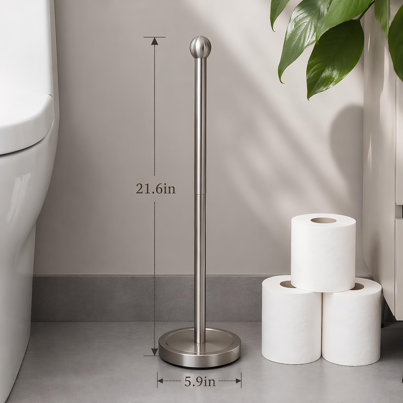 Toilet Paper Holder Stand for 4 or 5 Rolls - Brushed Nickel — Amazon image 4