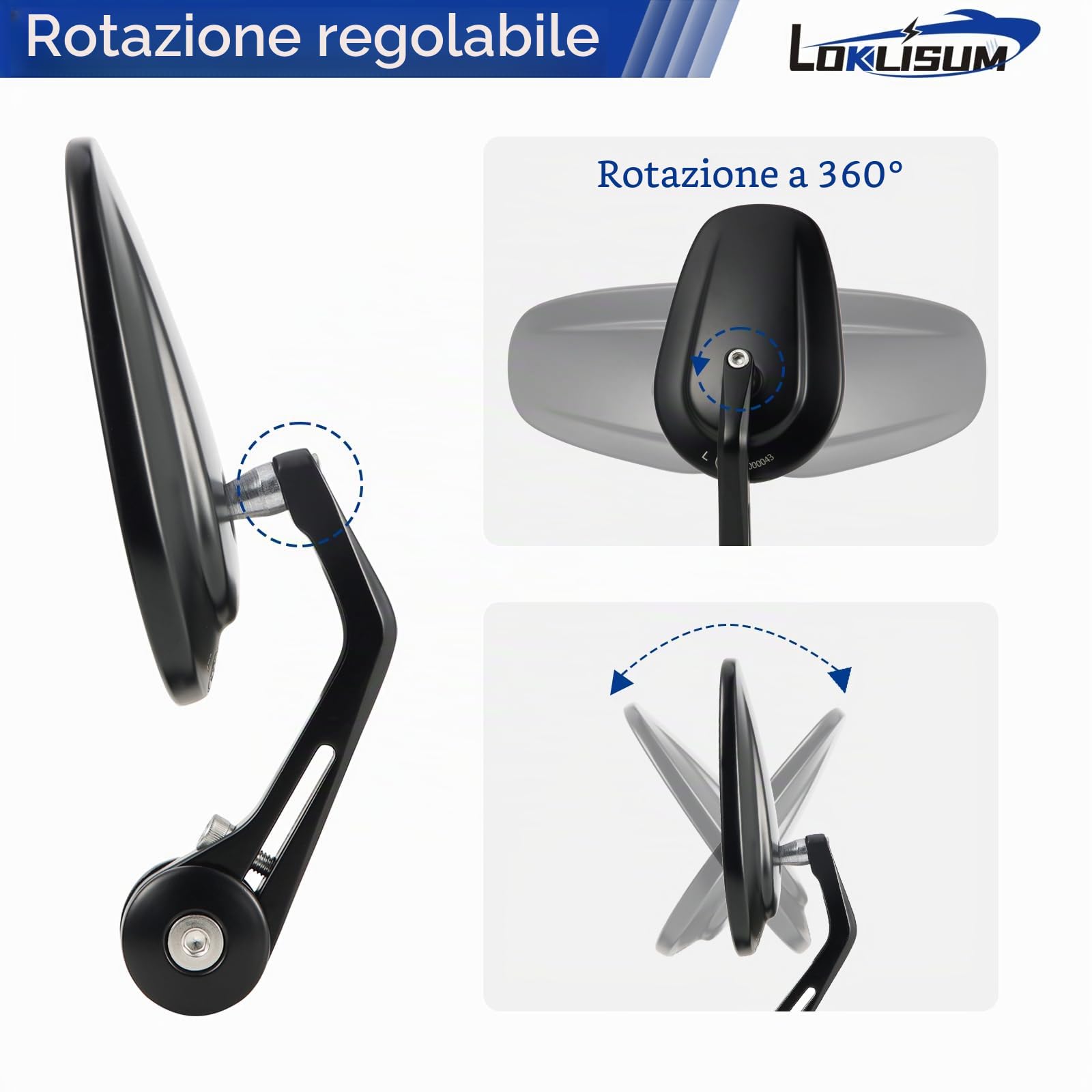 Specchietti Moto Manubrio 7/8" Specchietti Retrovisori CNC Specchietti Laterali Moto Compatibile per Yamaha MT03 MT07 MT09 MT10 MT15 MT125 XSR700 XSR900 FZ1 FZ6 FZ6R XJ6 TMAX530/500