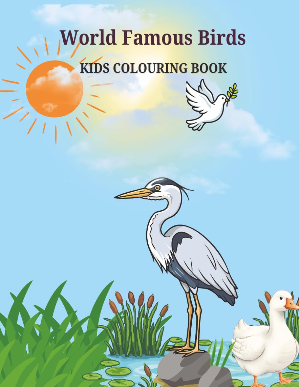 World Famous Birds Kids Coloring Book.: Children workbook with 41 activity pages of unique bird drawings for ages 4 to 8.