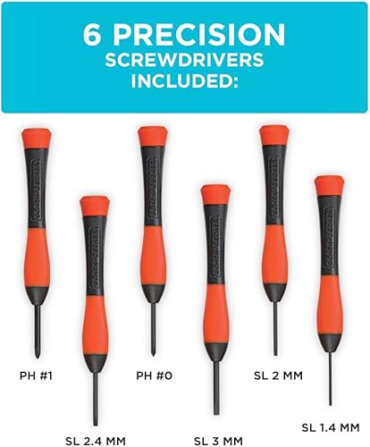 Miniatura 3 de BLACK+DECKER Juego de destornilladores magnéticos, Phillips, cabeza plana y destornilladores de precisión, 12 piezas (BDHT65002)