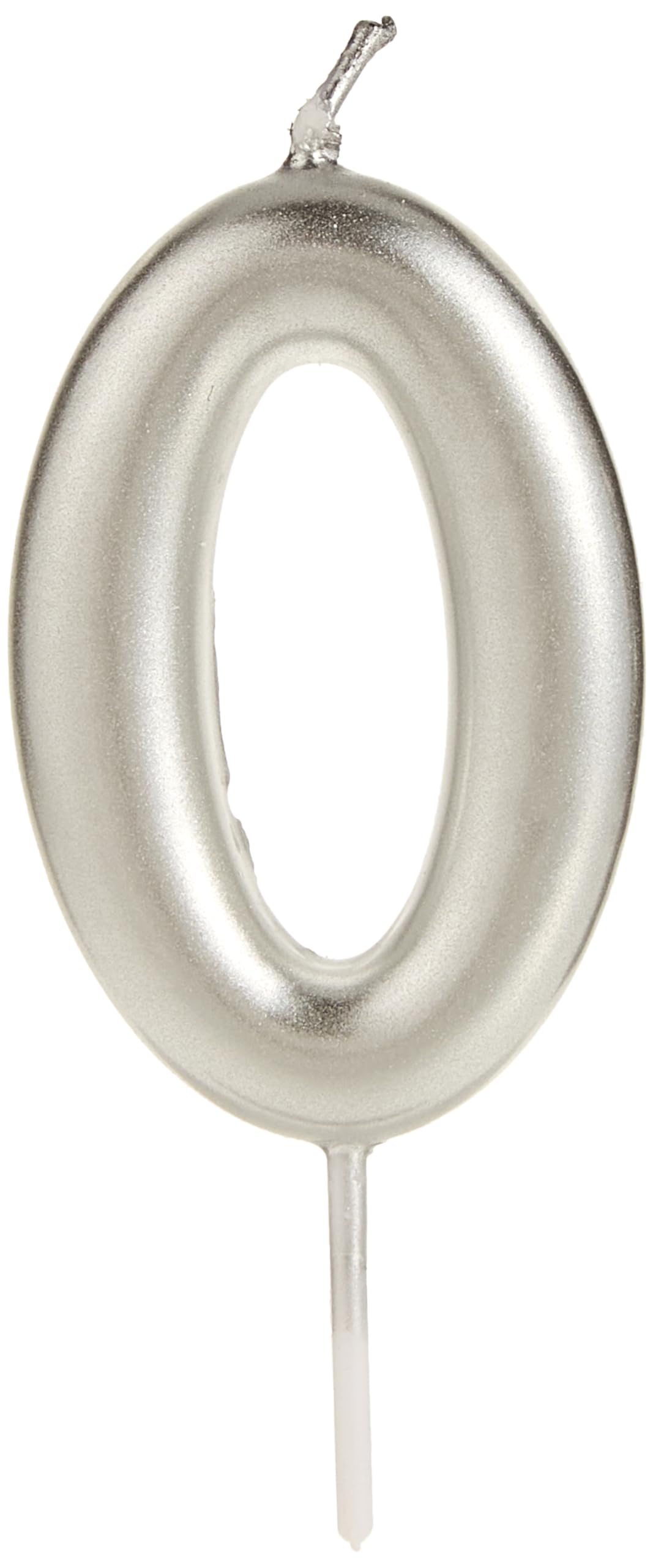 Hootyballoo Silver Metallic Number 0 Birthday Cake Candle