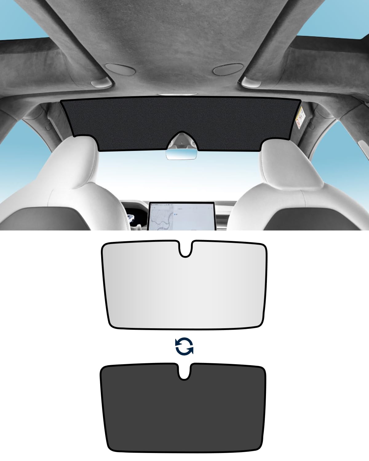 Photo 1 of Roof Sunshade, Windshield Sunshade,Rear Windshield Sunshades,Glass Sunroof Shade UV Sun Blocking Heat Shade Comptatible with Tesla Model X (Windshield Sunshade 22-24)
