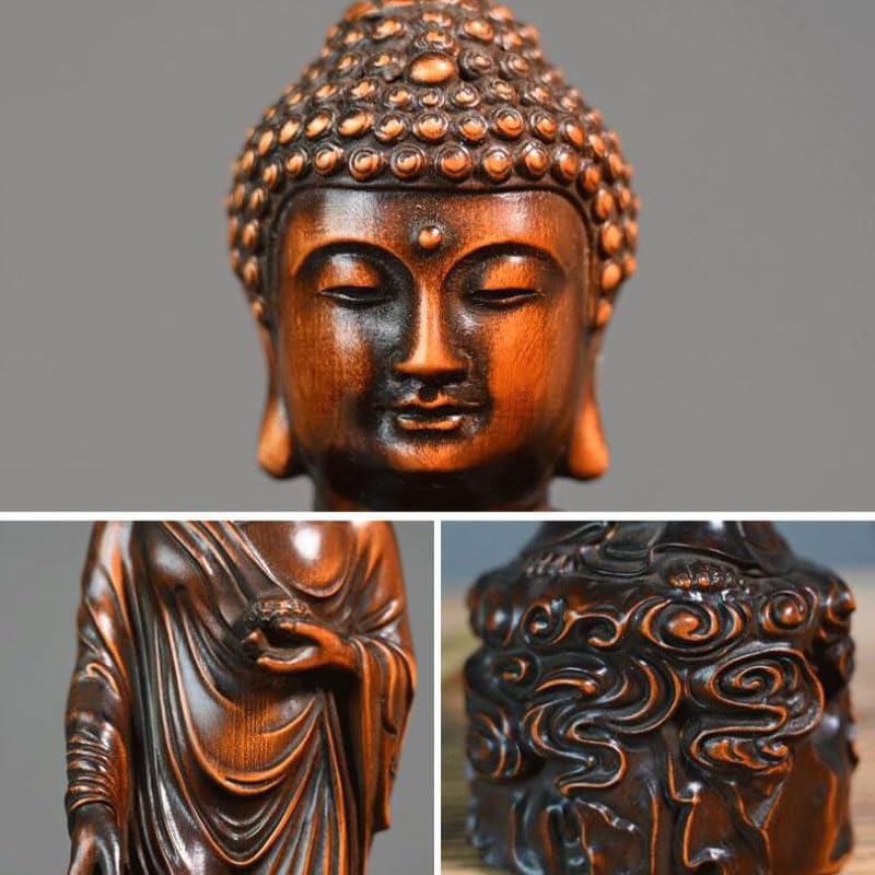 Amazon｜木彫りの仏像 釈迦如来像 仏陀彫刻 釈迦牟尼仏立像