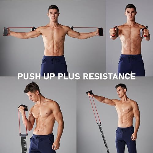 Miniatura 5 de Barras de empuje estables, banda de resistencia Power Push Up Plus con 24 niveles de resistencia para entrenamiento de espalda, hombros, pecho y