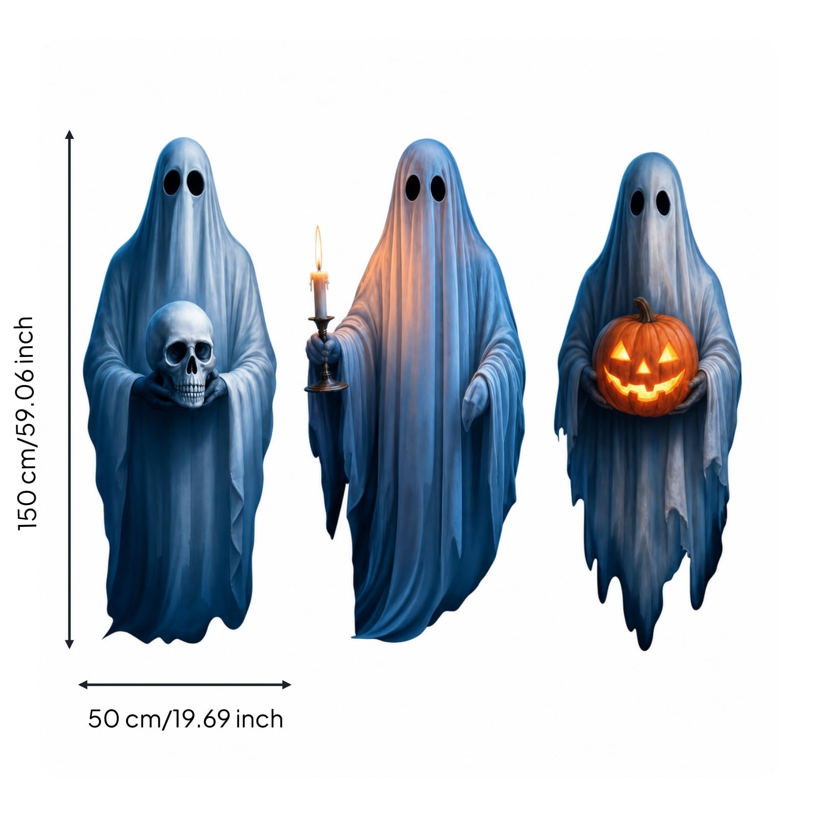 3 Pezzi Adesivo da Parete Impermeabile | Autoadesivo, Adesivo a Forma di, senza Residui, Decalcomania di Halloween, Grigio, 50x150cm