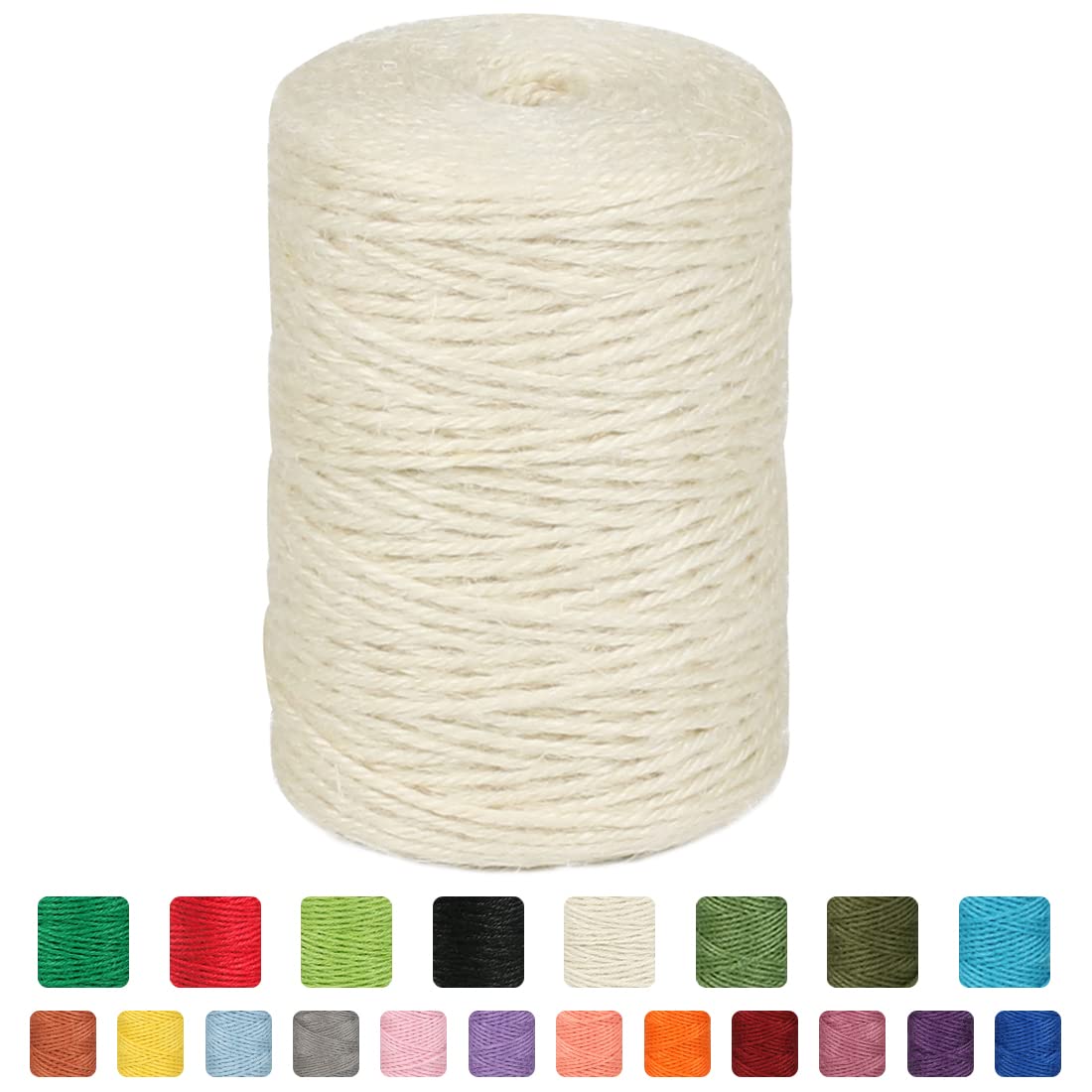 Natural Jute Twine String - 2mm X 600ft, Colored For Gift Wrapping, Crafts, Gardening
