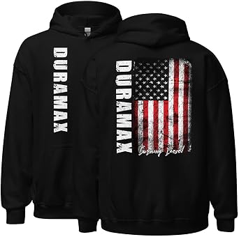 Aggressive Thread Duramax Hoodie Mens Diesel Truck Sweatshirt American Flag With American Flag