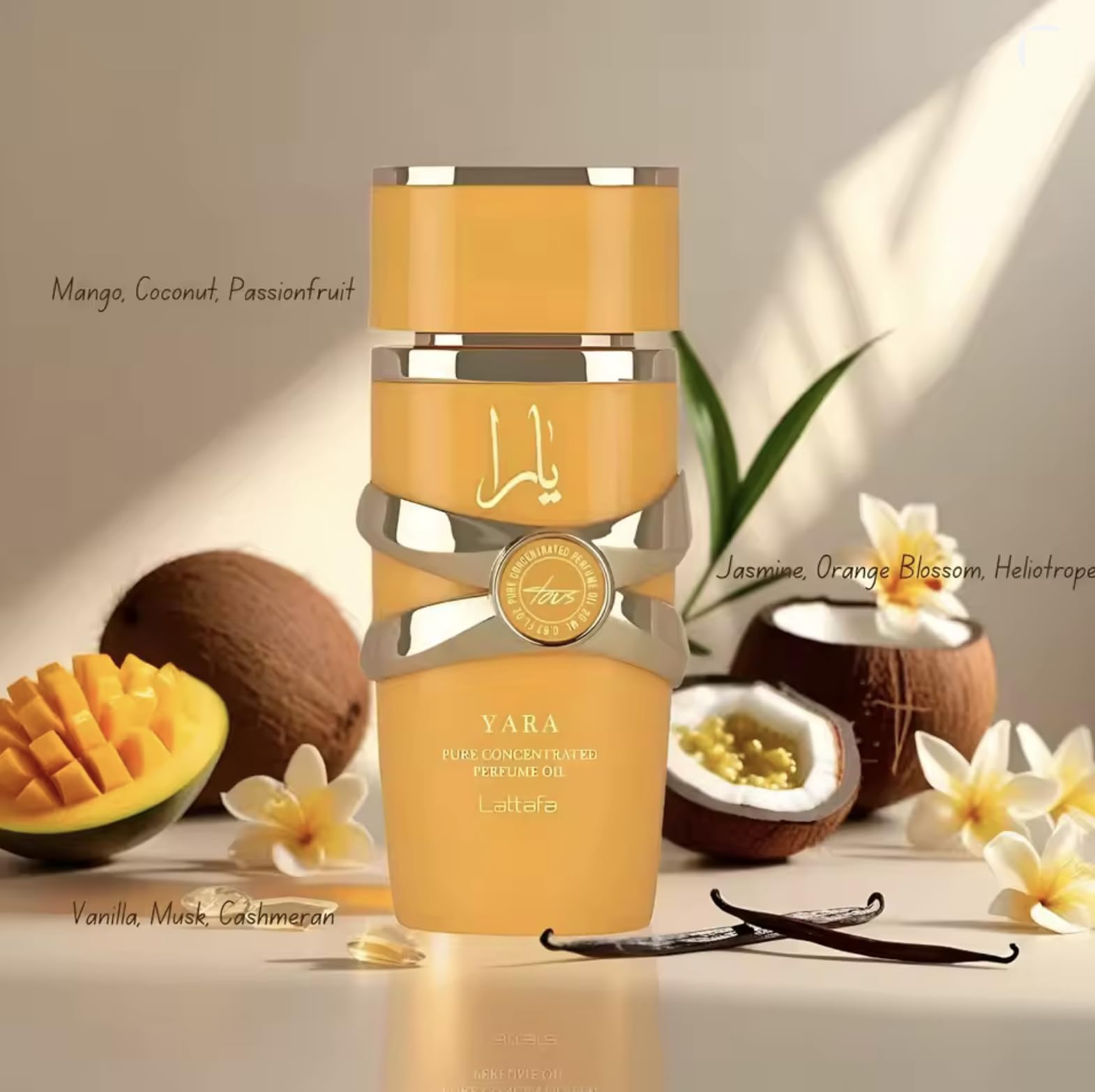 Lattafa Yara Tous Aceite de Perfume Concentrado 20ml, Perfume Árabe para Mujer Yara Tous Concentrated Oil Tropical Dulce con Coco, Mango y Vainilla, Aroma Gourmand Intenso y Duradero (Yara Tous)