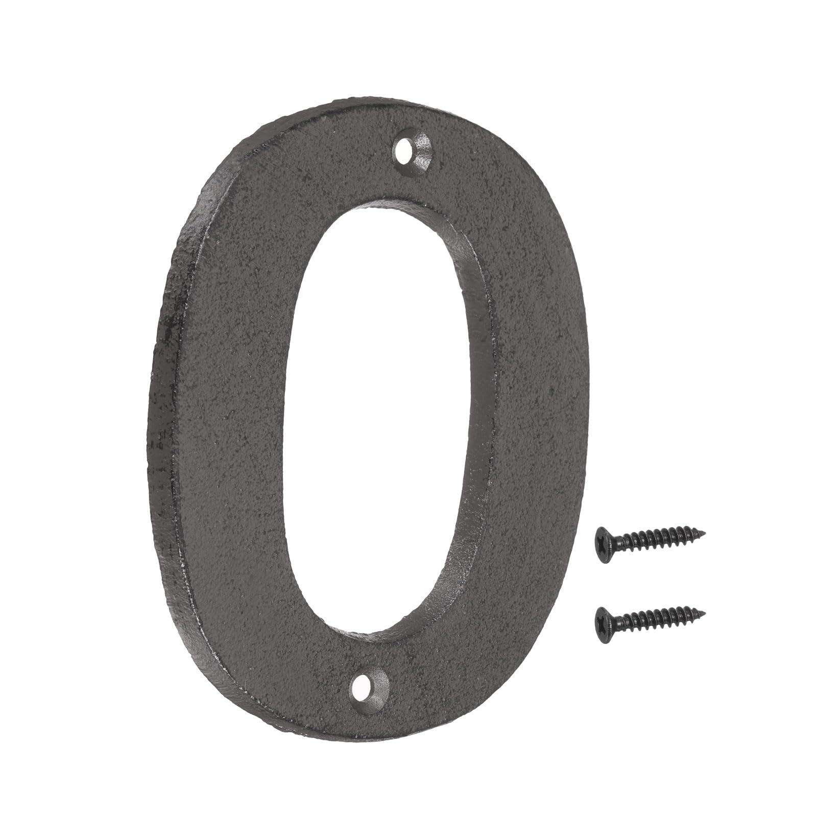sourcing map House Numbers and Letters, 120mm Cast Iron Metal Vintage Address Numbers for Outside, Solid House Number with Screws for Apartment Office Hotel Room Signs(Number 0)