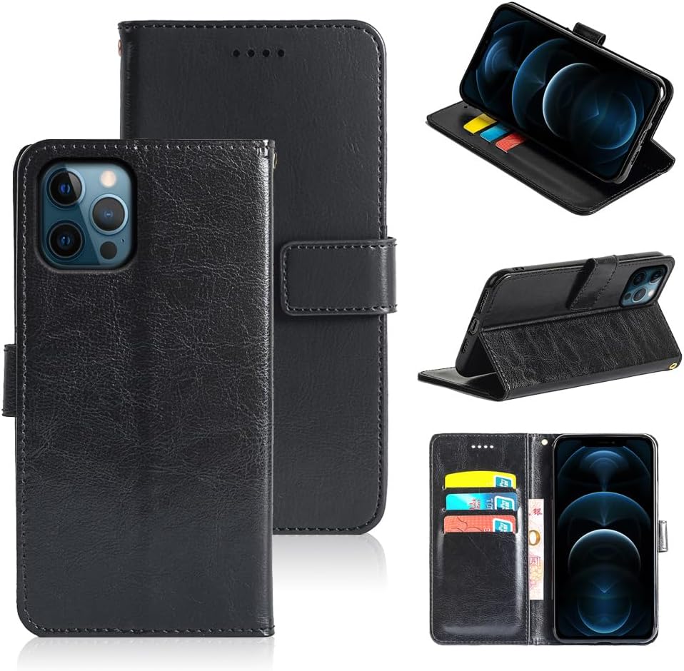 for Doogee DK10 (6.67") Wallet Case + [1-Pack] Tempered Glass Screen Protector, Flip Folio Leather Cell Phone Cover with Credit Card Holder Anti-Scratch X Non-Slip Case for Doogee DK10 - Black