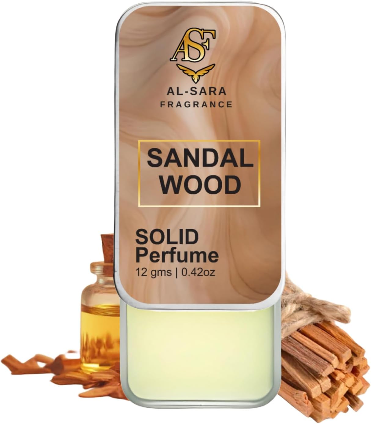 Sandalwood Solid Perfume | Alcohol-Free, Warm & Woody Fragrance | 12g Non-Greasy Solid Perfume for Men & Women | Long-Lasting & Earthy Scent