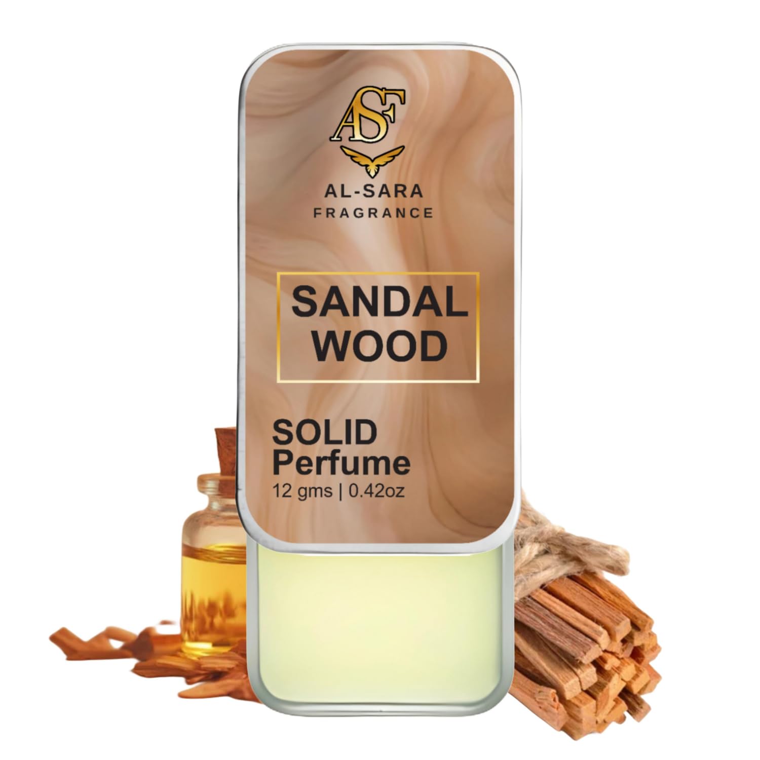 Al Sara Fragrance™ Sandalwood Solid Perfume | Alcohol-Free, Warm & Woody Fragrance | 12g Non-Greasy Solid Perfume for Men & Women | Long-Lasting & Earthy Scent