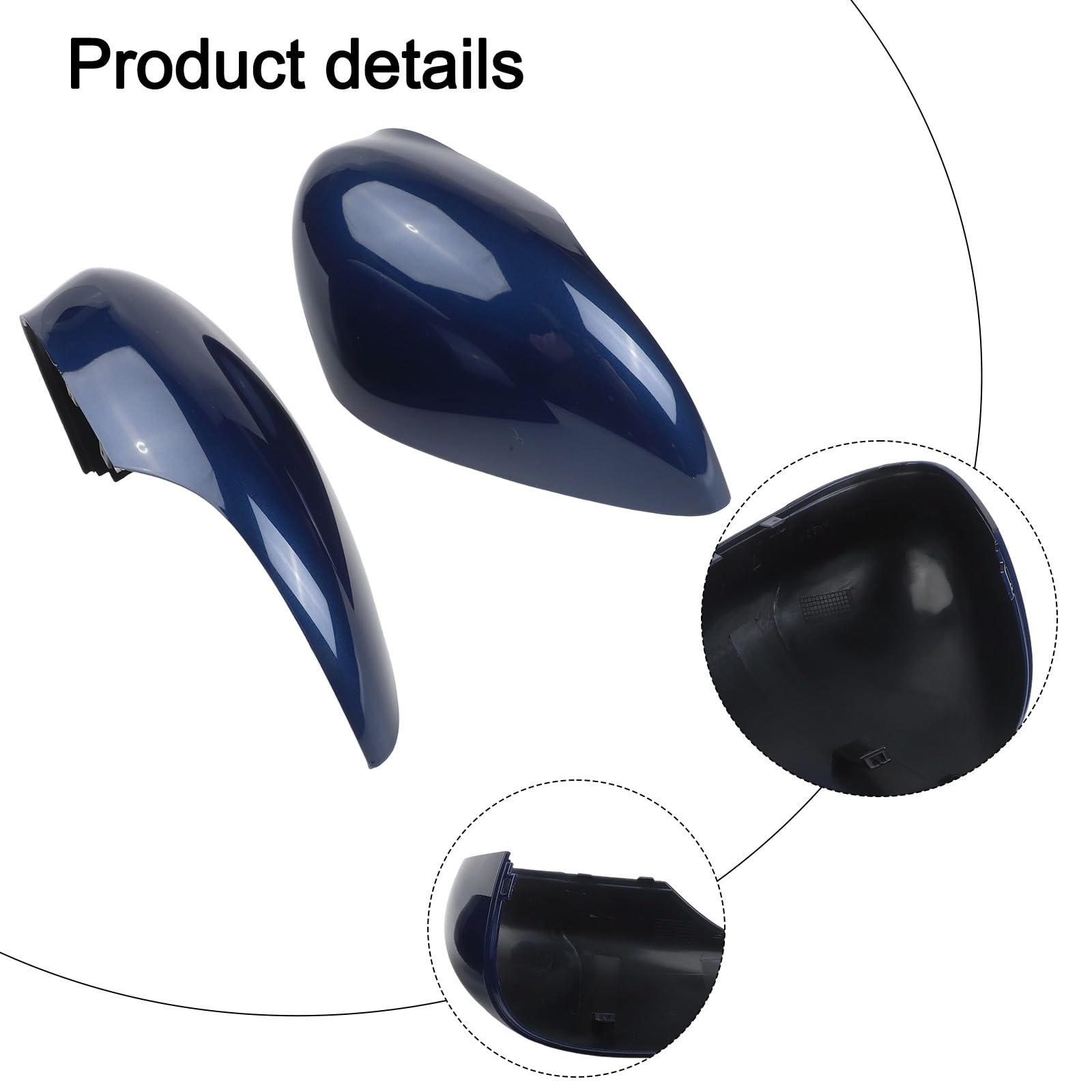 Copri specchietto laterale blu scuro, compatibili con Ford Fiesta MK7 2008-2017, coppia di ricambio sinistra e destra