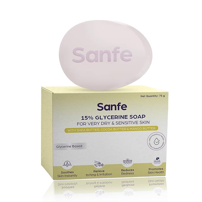 Sanfe Eczema Soap| For very very dry skin | Soothes Eczema, Relieve Irritation & Itching, Reduces Redness | Rapid Relief Formula - 75gm