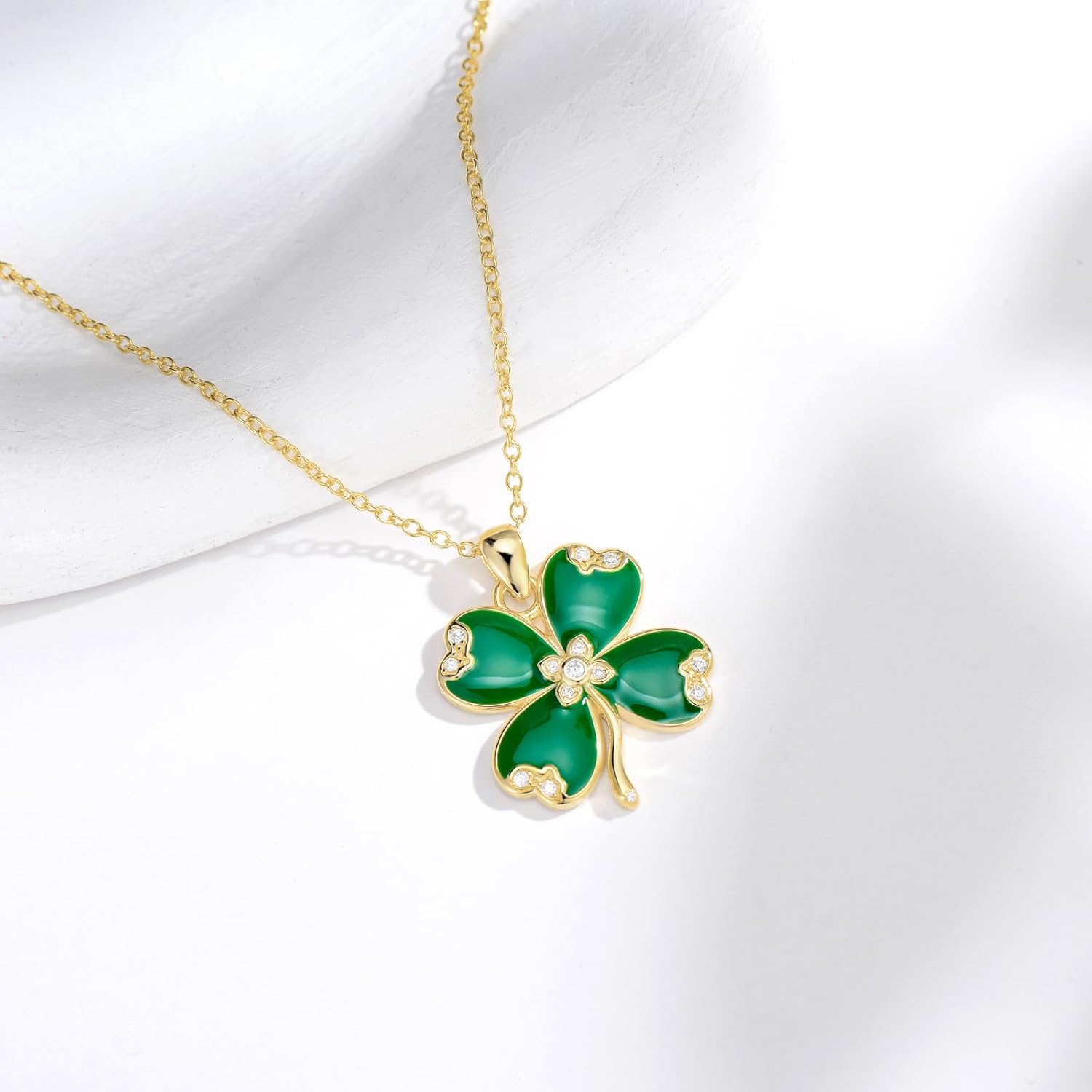 4 Leaf Clover Necklace for Women 925 Sterling Silver Gold Shamrock Pendant Celtic Irish Jewelry St Patricks Day Gifts - Image 2