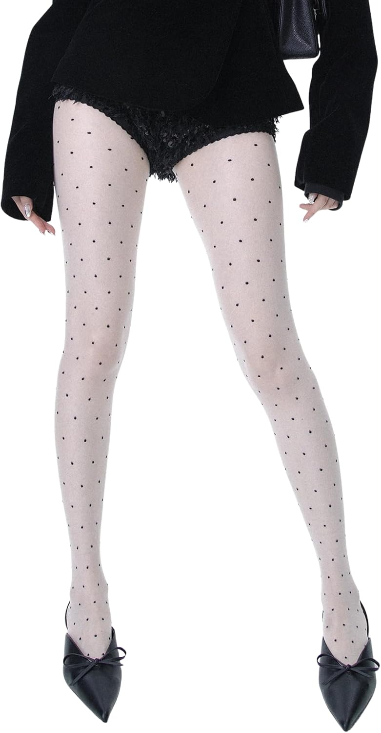 Funky Polka Dot Tights Y2k Whimsy Twee Colorful Patterned Stockings 2000s Vintage Gyaru Alt Accessories