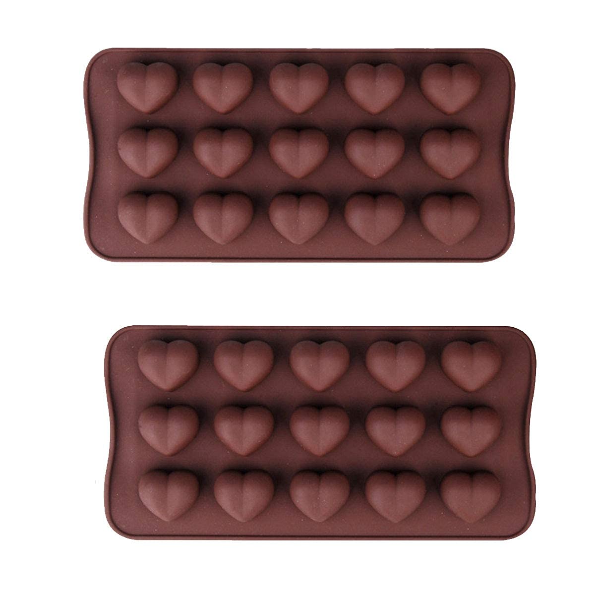 Chocolate Mold, 2 Pack Reusable Silicone Candy Mold for Party Chocolate Candy Handmade DIY Sweets, Brown
