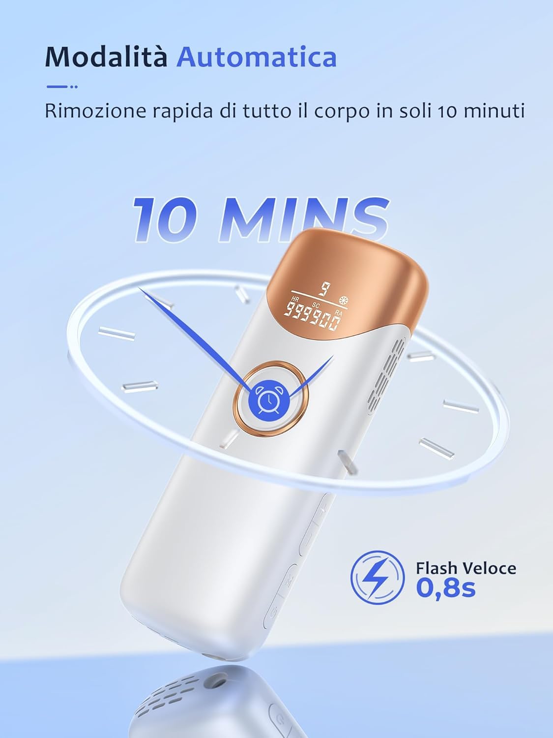 Epilatore Luce Pulsata con Funzione di Raffreddamento, 999900 Epilatore Laser 9 Livelli di Energia, Epilatore Per Donne e Uomini, Ascelle,Viso, Tutto il Corpo, Bianco