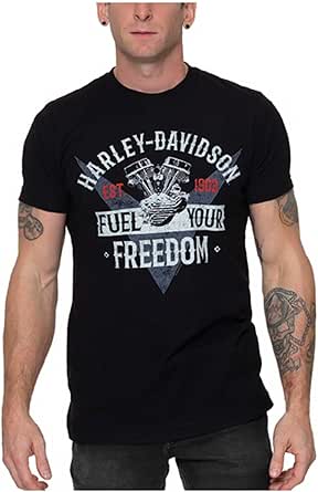 Harley-Davidson Men's Distressed Shady Skull Long Sleeve Shirt - Black Cotton Crew Neck