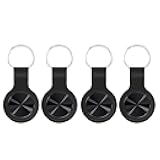Smart Tracker Tag with Keychain,4 Pack Global Locator Tracking Device for Samsung, Android and iOS. Item Finder for Keys, Wallet, Luggage, Bags and More, Black