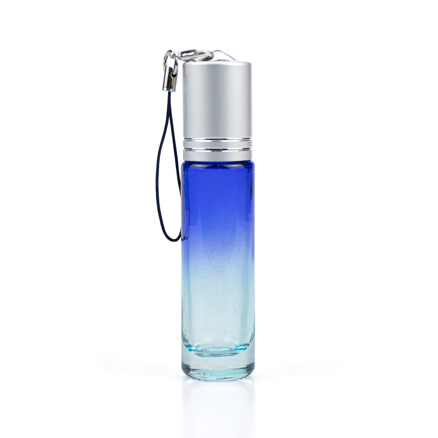 Foraineam Confezione da 24 bottiglie a rullo da 10 ml, in vetro con sfera in acciaio inox e coperchio argentato per appendere gli oli essenziali