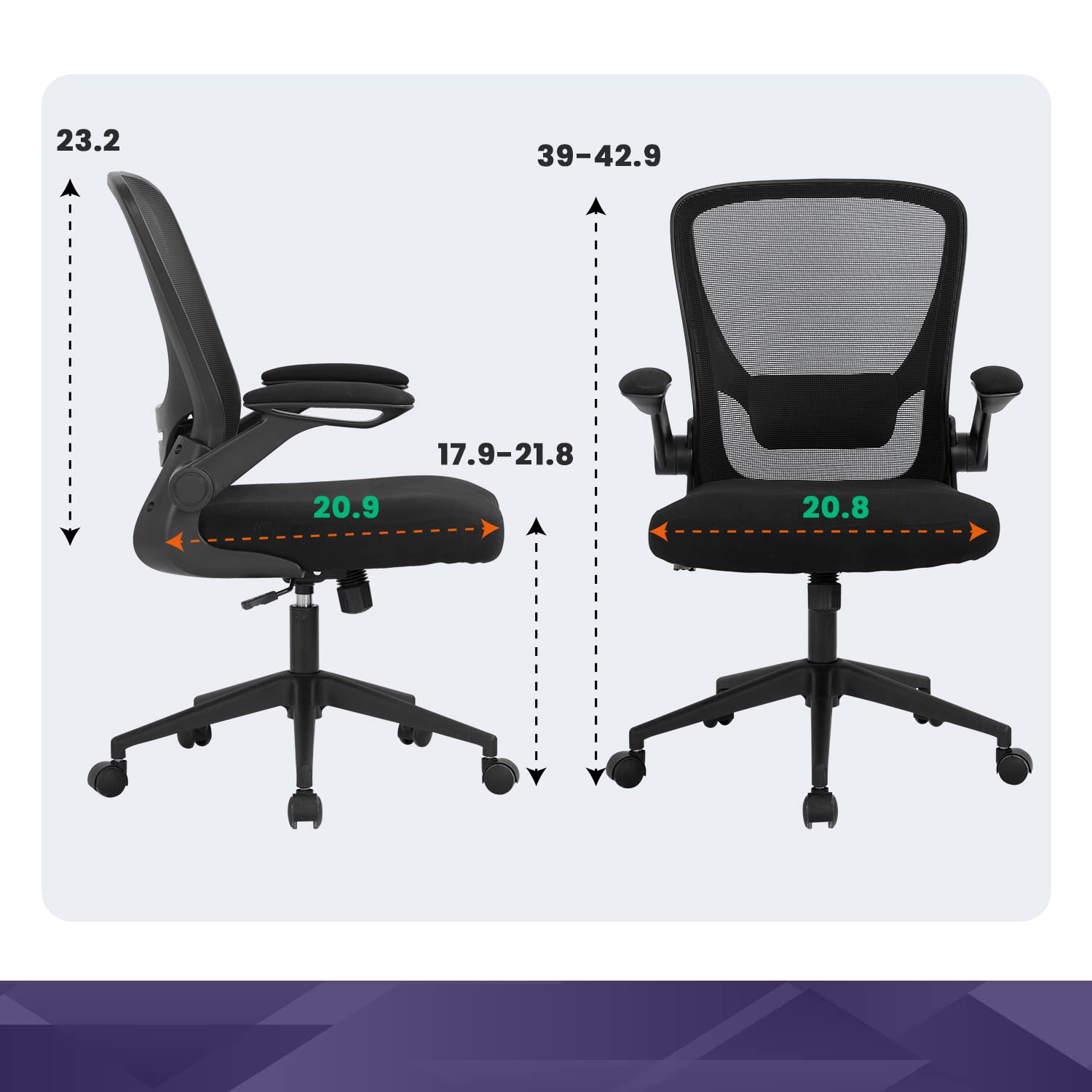 Sedia Ufficio Ergonomica In Rete Nera – Supporto Lombare Regolabile, Braccioli Ribaltabili, Girevole 360°